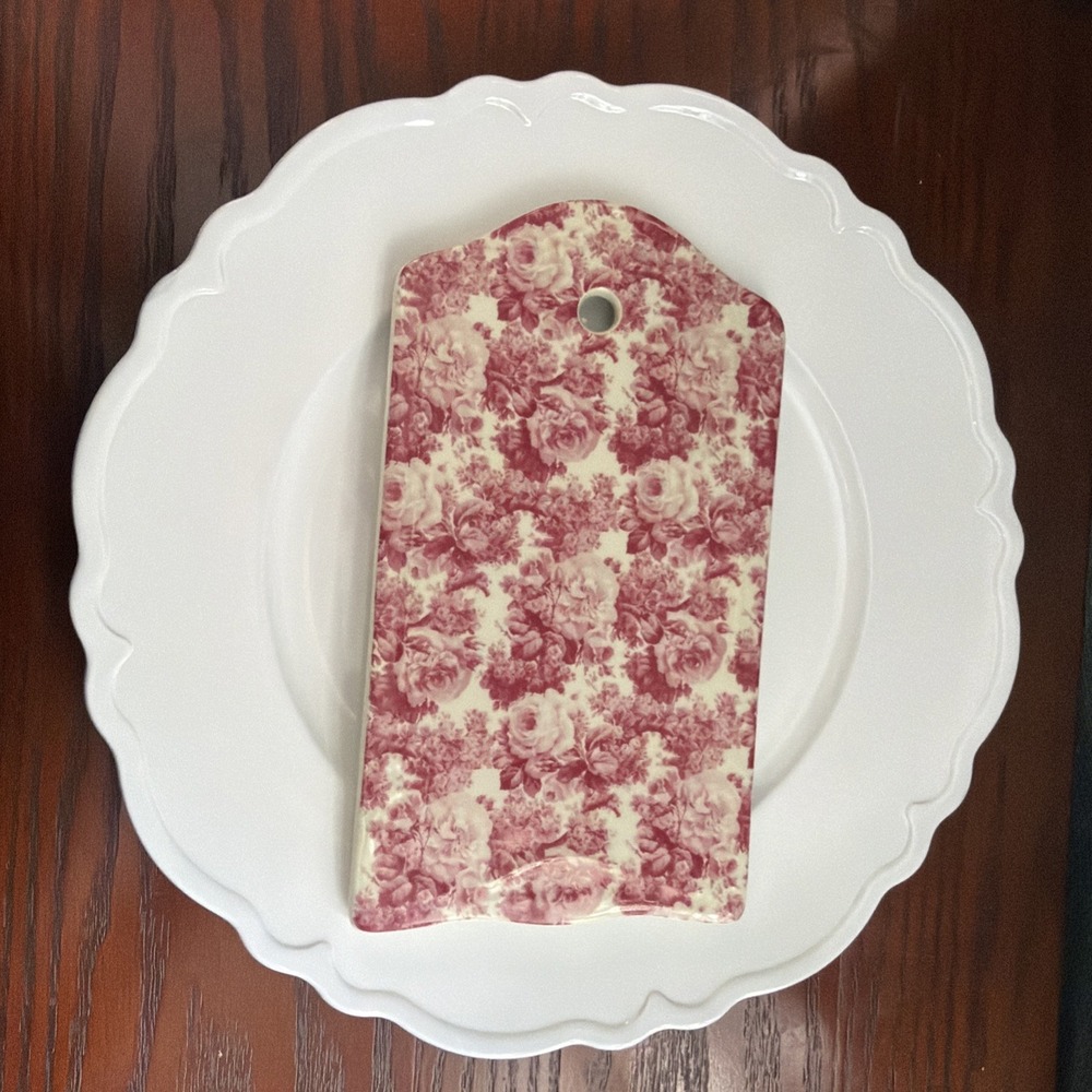 Formalities By Baum Bros Cheese Board Pink Floral Rose Chintz Cottage Core